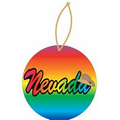 Nevada w/ Cowboy Hat Ornament w/ Clear Mirrored Back (12 Square Inch)